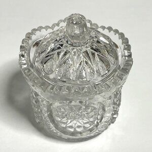 Elegant 2-Piece Clear Glass Small Trinket/Sugar Box w/Lid Starburst Designs 3"